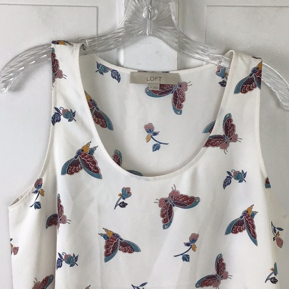 LOFT Cream and Blue Peplum Tank Top - Picture 3 of 7